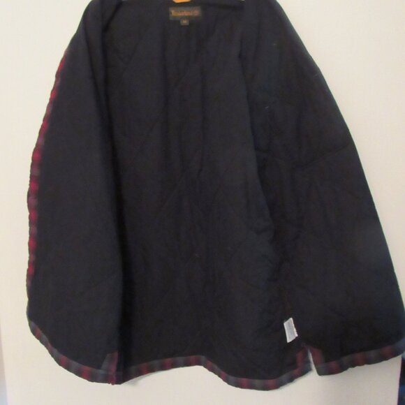 Timberland Quilted Fleece Shirt Jacket Men's Medium Red/Gray Plaid Fleece - Picture 3 of 8